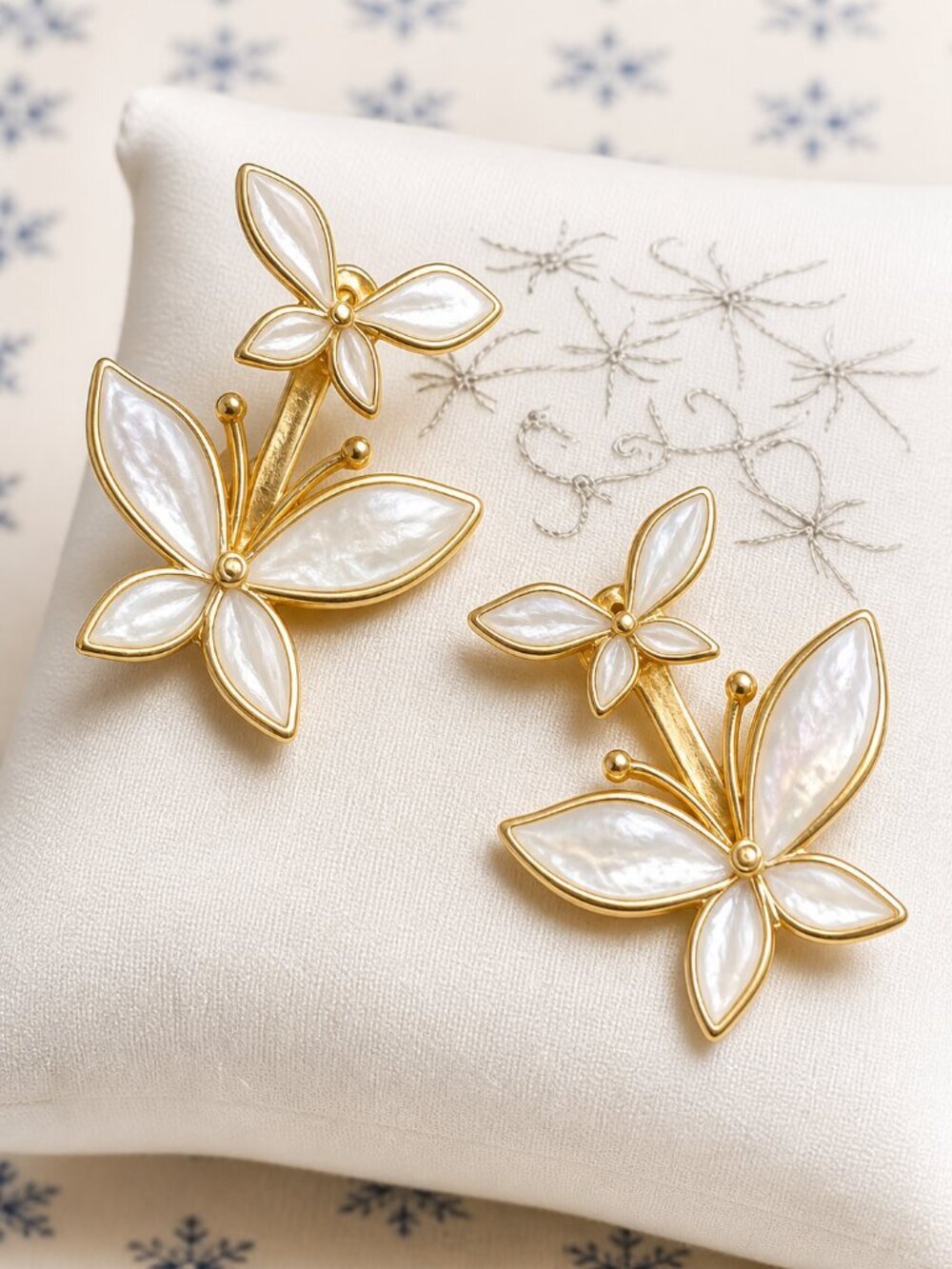 14K Gold Plated Enamel Double Butterfly Stud Earrings Coquette Balletcore 1in